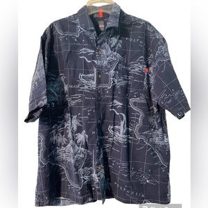 Jantzen Men's Ocean Map Short Sleeve Button Down
